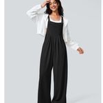 Halara  Adjustable Strap Button Pocket Waffle Knit Casual Wide Leg Overalls Photo 3
