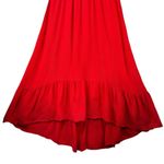 Nina Leonard Tie Strap High-Low Dress Cherry Red Size Small Crinkle Gauze Ruffle Photo 1