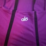 Alo Yoga  Ribbed En Pointe Tank Size Small Magenta Black Criss Cross Back Active‎ Photo 4