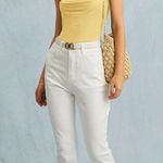 Rihoas Yellow Square Neck Ruched Tank Top Photo 5