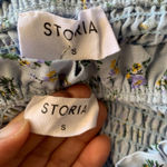 Anthropologie Storia 2 piece skirt‎ top smocked blue ruffle floral size small spring summer Photo 9
