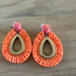 J.Crew  Women's pink orange Raffia Teardrop Tassel Statement Earrings Photo 1