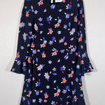 Eliza J  Blue Floral Bell Sleeve Mini Dress Womens 10 Fall Casual Long Sleeve Photo 0