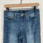 Blue Spice Jeans Womens 7/8 Denim Cotton Blend Stretch Side Leg Grommets Skinny Photo 1