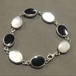 Sterling Bracelet Comprised of Alternating Links of Black Onyx & Mother of Pearl Photo 5