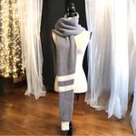 Calvin Klein Grey & White Cream Knit Scarf - Striped Design Photo 1