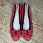 Salvatore Ferragamo  Red Suede Bow Ballet Pumps Block Kitten Heel Women’s Size 8 Photo 5