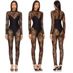 NWT Atoir The Celina Sheer Lace Long Sleeve Mock Neck Jumpsuit Black Womens US 4 Photo 1