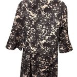 Joseph Ribkoff  Lightweight Trench Coat W/Bow 14 Black Cream Unlined Bell Sleeve Photo 3