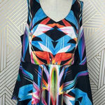 City Chic Prism Printed Peplum Blouse Black Blue Rainbow Size XL / Plus Size 22 Photo 0