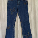 Forever 21 Womens Low Rise Bootcut Jeans Size 28 Dark Wash Butterfly Studded Y2K Denim Photo 0