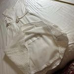 Theory Dress Afala White Eyelet Embroidered Cotton Size 4 Belted A-Line MIDI Photo 9