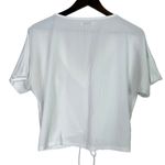 ZARA Textured Detail Keyhole Tie Front Short Sleeve V Neck Crop Top S White Photo 3