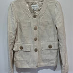 Banana Republic blazer size 4 cream gold round neck gold buttons festive holiday Photo 0