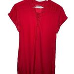 Frame Le Lace-Up Silk Shift Dress Blood Orange Lace Up Dress Red Size XS Photo 0