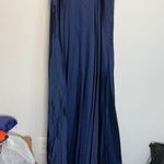 La Femme Sweetheart Thigh High Slit Satin Strapless Formal Prom Gown Size 6 Navy Photo 14