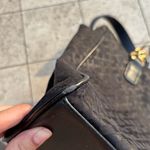 Tommy Hilfiger Black Gold Chain Logo Print Shoulder Bag Faux Leather Trim Purse Photo 5