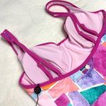 Nanette Lepore  Pink Multi Color Block Molded One Piece Swimsuit Size 12 Large Photo 5