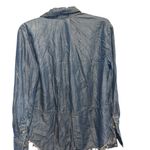 Cloth & Stone  Chambray Blue Button Down Shirt Frayed High Low Hem Medium Cottage Photo 2