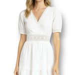 Lulus L White Lace Mini Dress V-Neck Ruffle Hem Bridal Wedding Guest Sundress Photo 0