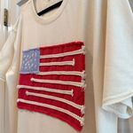 easel Let Freedom Ring Short Sleeve USA Flag Tee Off White Lightweight Terry LG Photo 3