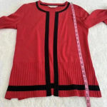 Misook EXCLUSIVELY  Open Front Knit Cardigan Sweater Black Red Sz xS Photo 10