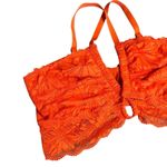 Aerie NEW Hibiscus Lace Halter Bralette Orange Size Extra Large Photo 5