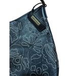 Antonio Melani  black leather medium size shoulder bag purse floral stitching pat Photo 3