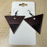 Handmade Brown and Black Faux Leather Triangle Earrings Photo 0