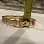 Michael Kors Signed  Hinged Buckle Bangle Bracelet Gold Tone / Orange Enamel Photo 10