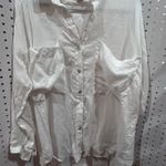 Magaschoni  White Linen Blend Button Down Long Sleeve Shirt Top Size L Photo 2