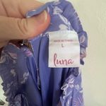 Luna Purple Floral High Neck Flowy Ruffle Dress L Photo 6