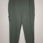 Chico's Chico’s Linen Blend Olive Green Cargo Ankle Pants Photo 0