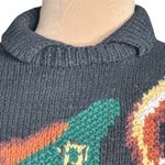 Vintage The Eagles Eye Black Hand Knit Chunky Equestrian Trompe Loeil Sweater Size M Photo 8