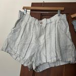 Madewell Linen-Cotton Pull-On Paperbag Shorts in Stripe White Blue Size L Photo 1