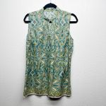 Bohemian Paisley Linen Coastalgirl Beach Gardencore Pin Tuck Top Size Medium Green Photo 1