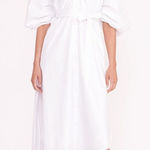 STAUD Reese Dress in White Size XS Belted Summer Cotton Photo 0