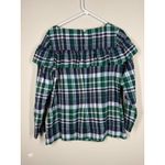 Sail To Sable  Blue Green Tartan Plaid Top Sz M Western Equestrian Rancher Photo 2