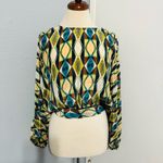 ZARA  Multicolored Round Neck Bohemian Printed Open Back Tied Top Sz M Photo 6