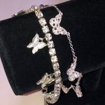 Elegant Silver Tone Rhinestone Butterfly Ankle Bracelet Set Photo 1
