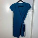 Pact  Organic Cotton Tie Wrap Dress Teal Sustainable Size small minimalist‎ basic Photo 1