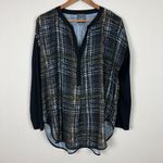 Lysse Tunic Top Womens Large Black Multicolor Printed V-Neck Long Sleeve Blouse Photo 9