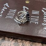 Vintage Glass Blue Butterfly Cabochon Stainless Steel Filigree Adjustable Ring Photo 3