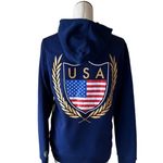 NWT USA FLAG SWEATSHIRT HOODIE MEDIUM NAVY Blue Photo 1