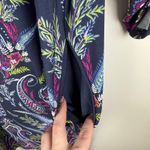 Chico's  Ruched Sleeve Midi Dress Size 2 Large Multi Paisley Floral Stretch Office Photo 2