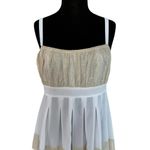 Cache Metallic Silk Ruched Cami Top New Sheer Illusion Empire Waist NWT $118 Photo 3