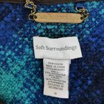 Soft Surroundings Teal Blue Plaid Long Coat Size 1X Jacket Cape Wool Boucle Photo 4