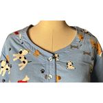 La Cera Womens M Dog Paw Print Bone Blue Flannel Nightshirt with Pockets NEW $98 Size M Photo 2