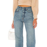 Majorelle  | Revolve Emily Cropped Linen Blend Blouse Top Beige Size‎ Medium Photo 0