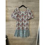 Cara Cara || Janie Dress in Palm Medallion Teal Small Blue Photo 5